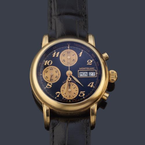 MONTBLANC, cronógrafo mod. Meisterstück ref. 7000 para caballero con caja en oro amarillo de 18K. Con estuche