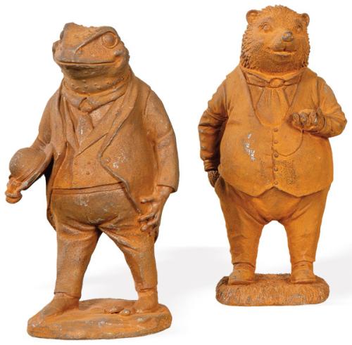 Rana y puercoespin de hierro para jardín