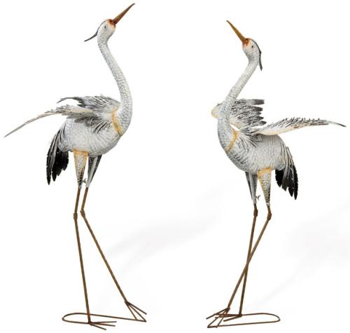 Pareja cigüeñas de hierro colado para jardín