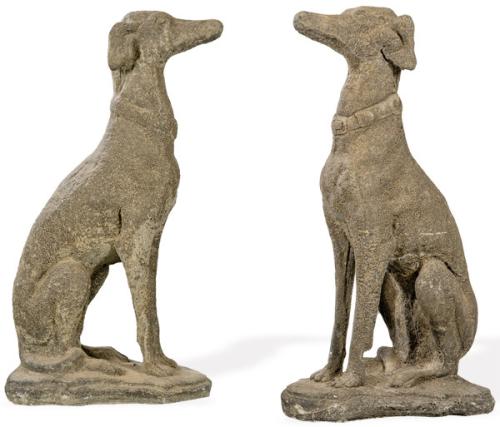 Pareja de galgos sentados para jardín de arenisca