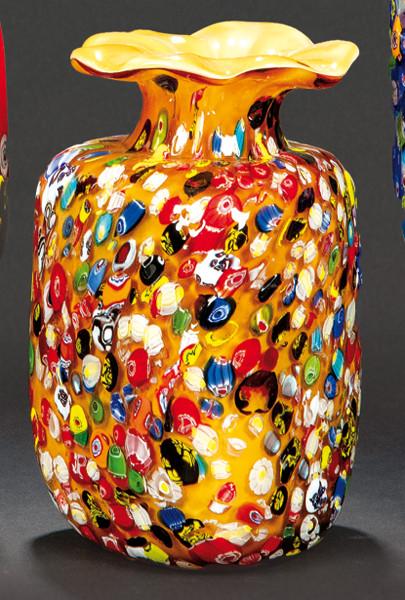 Jarrón de cristal de Murano cuadrangular plano molti fiori