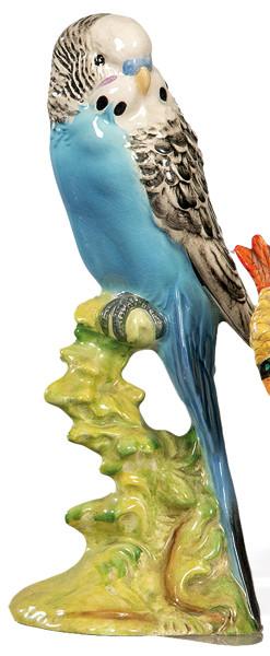 Figura de periquito en porcelana pintada y esmaltada de Beswick.