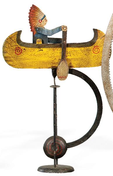 Tentetieso en hierro pintado "Indio en Canoa"