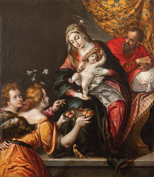 FRANCISCO DE CLEVES - Sagrada Familia con arcángeles