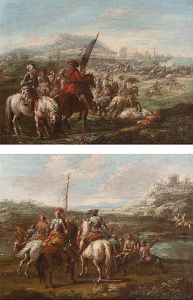 FRANCESCO GRAZIANI - Pareja de escenas de batallas