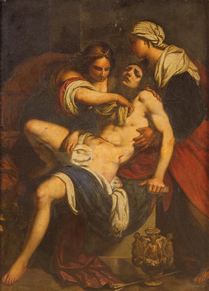 SEGUIDOR DE FRANCESCO FURINI S. XVII - San Sebastián atendido por Santa Irene y su criada