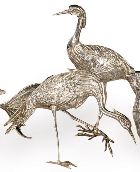 Pareja de garzas de plata española sin punzonar.