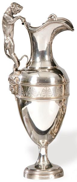 Jarra de plata española punzonada de Jacinto Carreras y Narcis Rosell, Barcelona primera mitad S. XIX.
