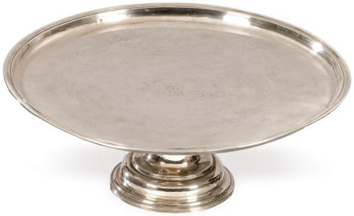 Salva de plata española punzonada BE/TAN, Barcelona S. XVIII.