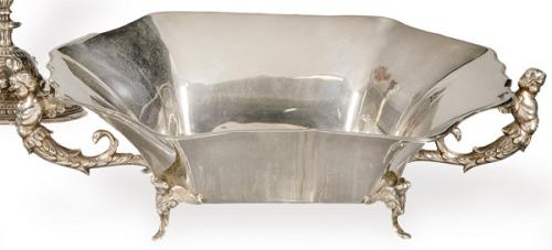 Centro de mesa poligonal de plata española punzonada 1ª Ley de Montejo