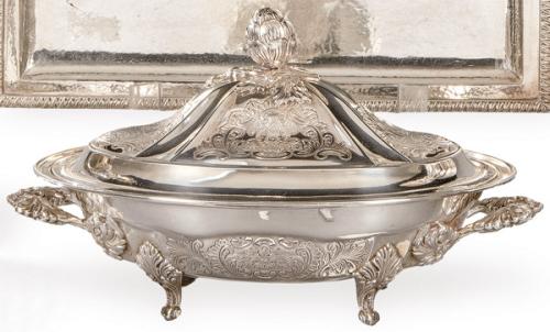 Legumbrera de plata española punzonada 1ª Ley de Montejo