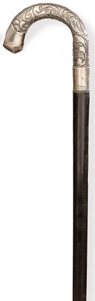 Bastón cayado de plata punzonada Ley 900.