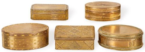 Cinco cajas de bronce, Francia S. XIX