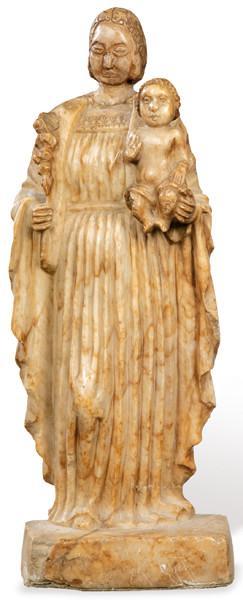  "Virgen con Niño" en piedra de Huamanga, Virreinato del Perú S. XVIII.