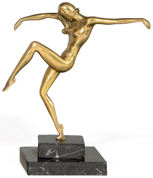 Mujer Art Deco bailarina bronce