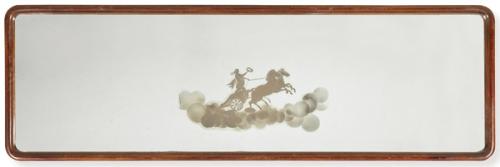  Espejo art decó, con marco en madera y escena clásica grabada al ácido.