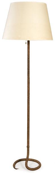 Lámpara de pie de Emilio Rey con estructura de cordón de bronce dorado. España. Años 70.