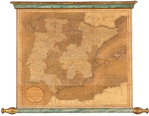 JOHN CARY - A New Map of Spain and Portugal, Divided into Their Respective Kingdoms & Provinces . . . 1807