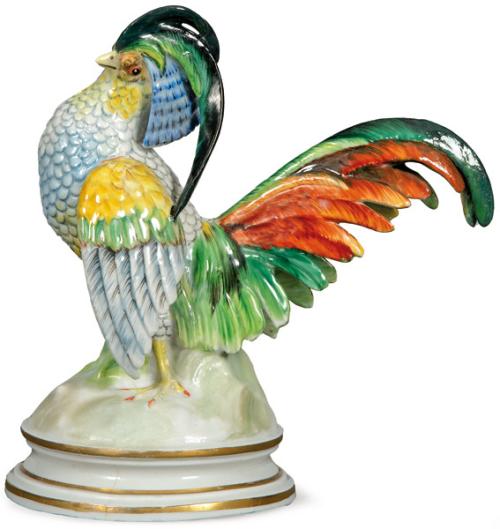  Figura de faissan en porcelana esmaltada de L.Antenio.