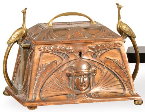 Caja jugendstil de cobre de WMF h. 1900
