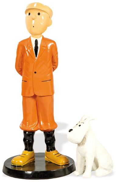 Tintin con gorra y Milu