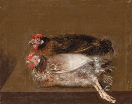 SEGUIDOR DE FRANCISCO DE GOYA S. XIX - Las gallinas