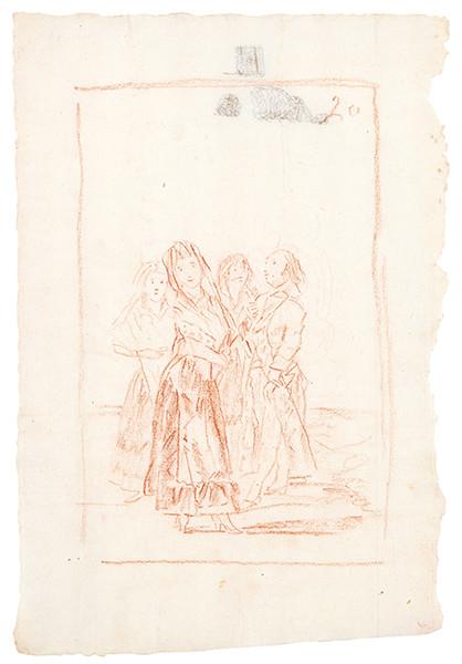 SEGUIDOR DE FRANCISCO DE GOYA S. XIX - Maja ante tres acompañantes