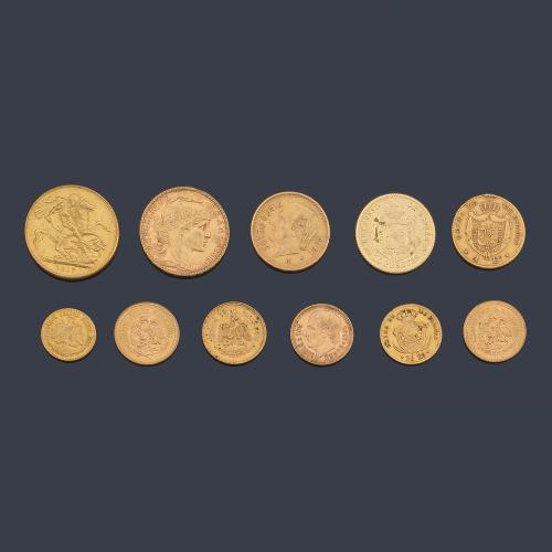 11 Monedas en oro de 22 K.