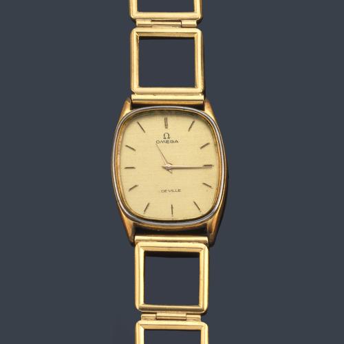 OMEGA DeVille de caballero con caja chapada en oro y brazalete en oro amarillo de 18 K.