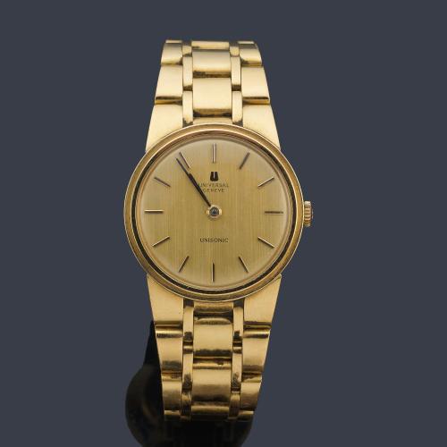 UNIVERSAL Geneve de señora con caja y brazalete en oro amarillo de 18 K.