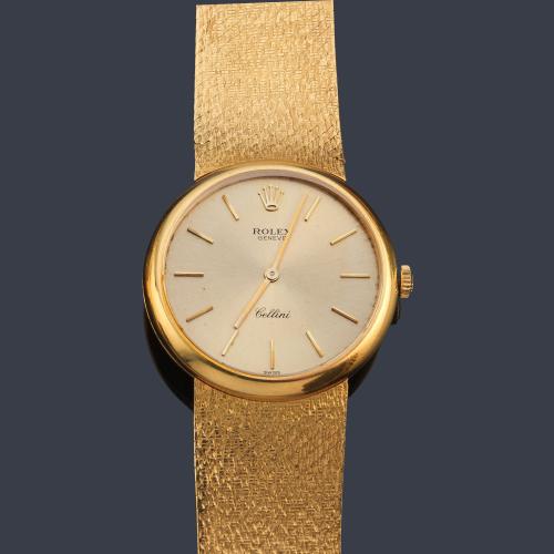  ROLEX Cellini de caballero con caja y brazalete en oro amarillo de 18 K.