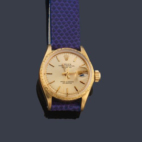 ROLEX Oyster Perpetual Lady Datejust ref. 6702 Officially Certified Chronometer con caja en oro de 18K. Con estuche.