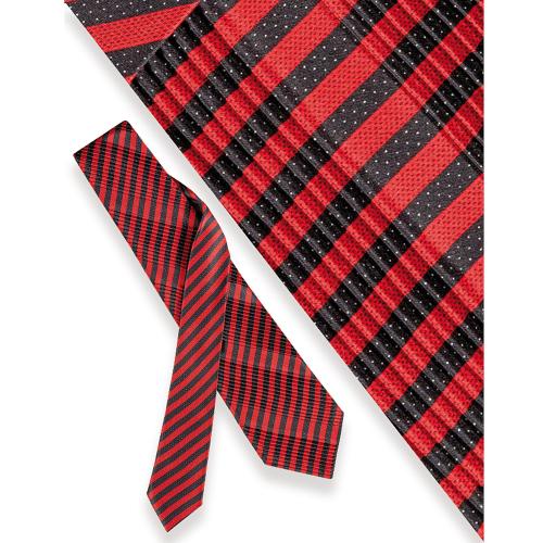 Corbata plisada Stefano Ricci de rayas rojas y negras