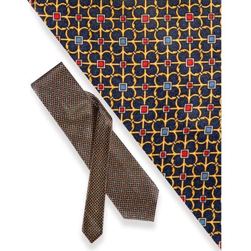 Corbata zilli con rosetones sobre fondo azul marino