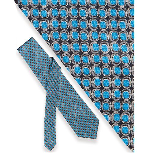 Corbata Stefano Ricci by Pedro Muñoz con motivos ovalados sobre fondo negro