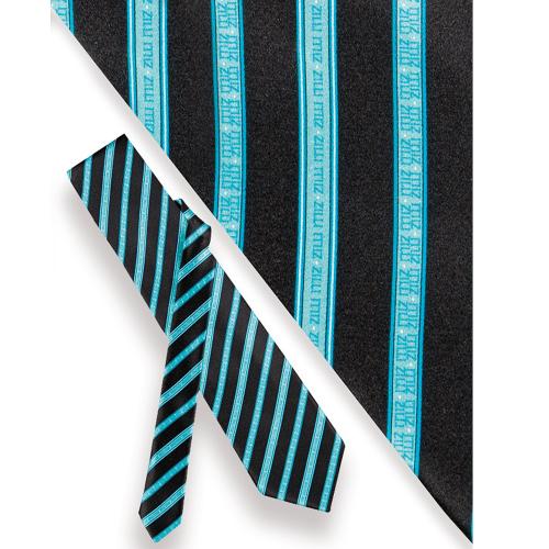 Corbata Zilli con rayas azul turquesa sobre fondo negro