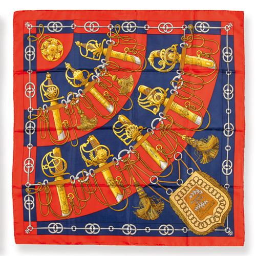 Pañuelo Hermés de la colección 'Cliquetis' en tonos azules y coral.