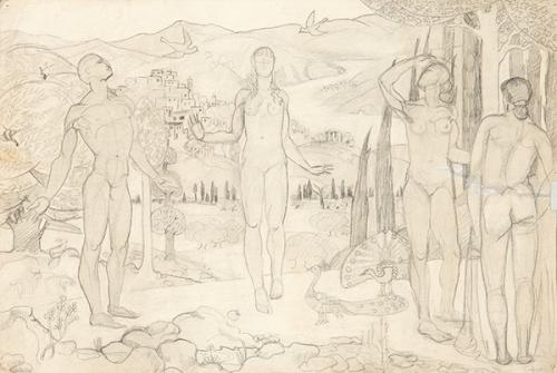 ESCUELA ESPAÑOLA C. 1920 - Alegoría. Boceto para mural