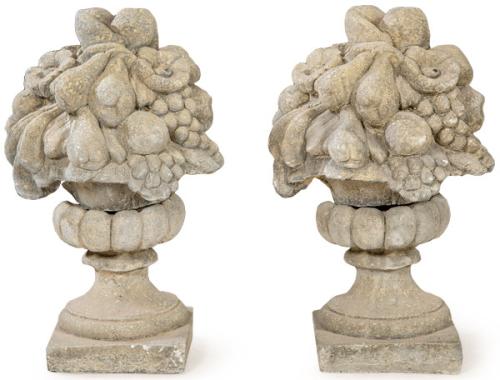 Pareja de copas con frutas arenisca