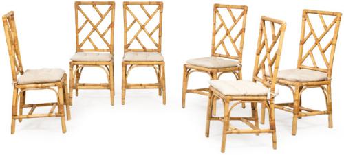 Conjunto de 6 sillas de comedor en madera de bambú