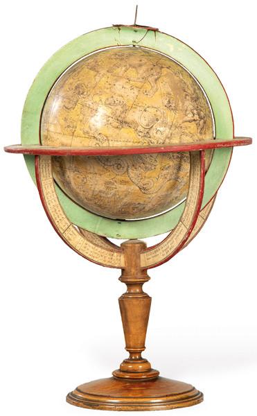 Globo celeste con arcos de grados para el mercado español S. XIX.
