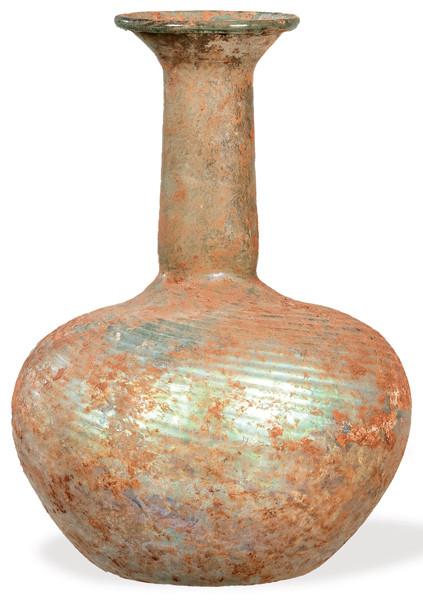 Gran ungüentario de vidrio romano S II-III d.C.