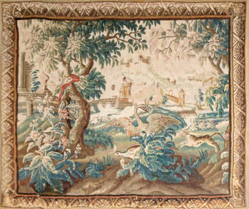 Tapiz Verdure de la manufactura de Aubusson, época Luis XV.