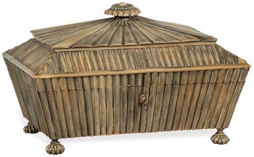 Caja tocador anglo India de madera y asta de búfalo, época Regencia h. 1810