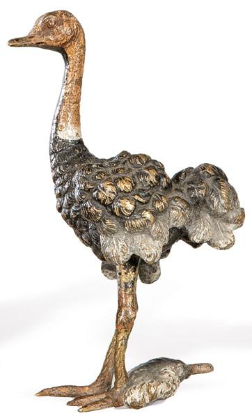 "Avestruz" en bronce policromado, Viena h. 1900.