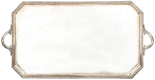 Bandeja con dos asas de alpaca, Méjico.