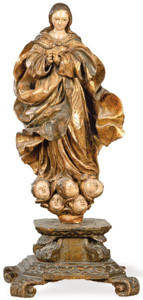 Inmaculada siguiendo modelos de Alonso Cano en madera tallada, policromada y dorada S. XVII