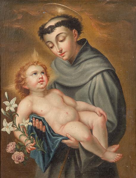  ESCUELA ESPAÑOLA FNS. S. XVIII - San Antonio y el Niño