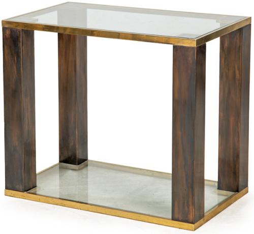 Mesa consola rectangular estructura portante en perfiles rectangulares de latón