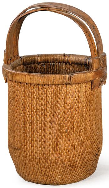 Cesta china de madera y fibra vegetal, pp. S. XX